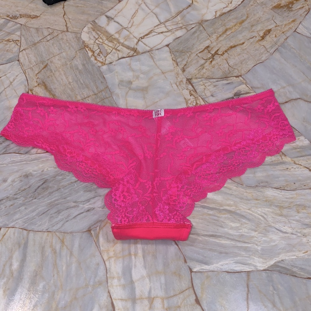 Rare Pink Vintage Panty Underwear Bikini Lace Back Fr… Gem